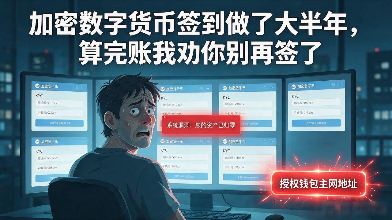 加密数字货币签到做了大半年，算完账我劝你别再签了