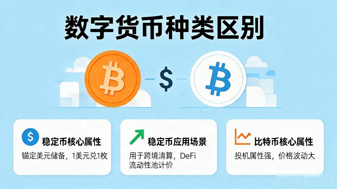 市面上数字货币种类那么多，比特币以太坊稳定币到底有啥区别
